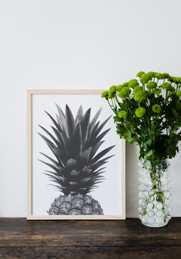 Black and White Pineapple Wall Art DIGITAL PRINT, fruit market print, black and white prints, fruits poster, black and white boho wall art