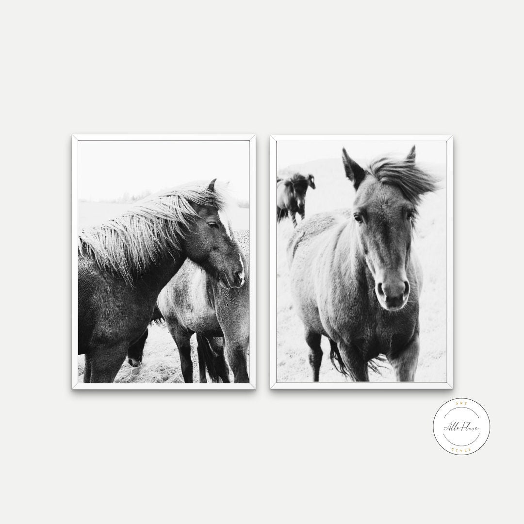 Black and White Horse Picture Two Piece Wall Art DIGITAL ART PRINTS, wild horse print, Country Animal Print, Nordic equestrian farmhouse | Posters, Prints, & Visual Artwork | art for bedroom, art ideas for bedroom walls, art printables, bathroom wall art printables, bedroom art, bedroom pictures, bedroom wall art, bedroom wall art ideas, bedroom wall painting, black white wall art, buy digital art prints online, buy digital prints online, canvas wall art for living room, contemporary farmhouse decor, countr