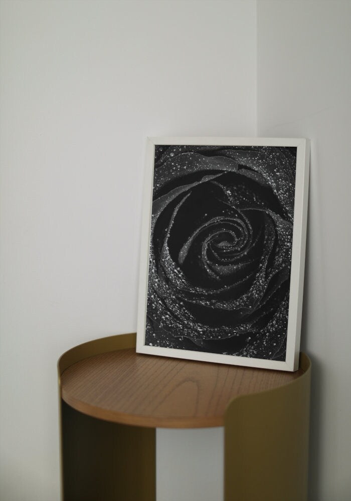 Black and White Luxury Wall Art DIGITAL ART PRINT, glam wall art, luxury wall décor, black white photography poster, glittery rose poster