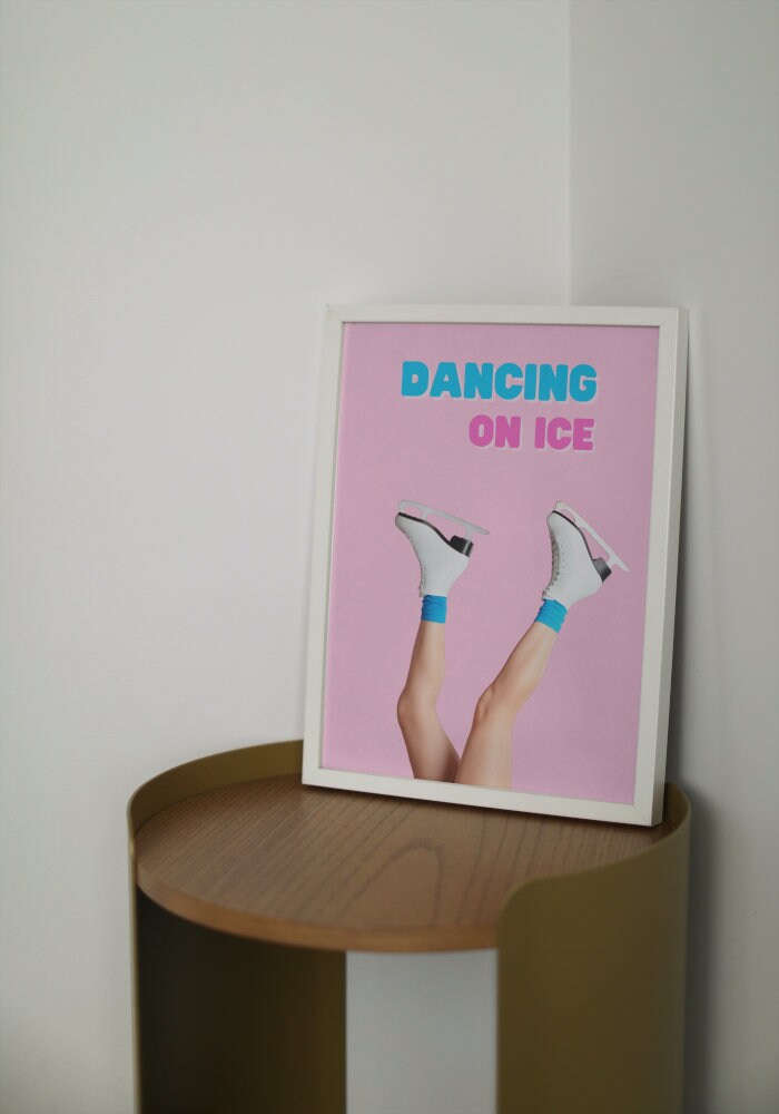 Dancing on Ice Ice Skating Poster INSTANT DOWNLOAD, one piece poster, Pink Preppy Wall Artdecor, Dorm Room Decor, Sports Academia aesthetic