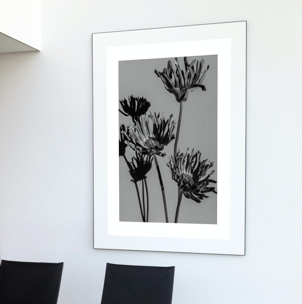 Black and White Flower Wall Art DIGITAL ART PRINT, Indie poster, black and white photography print, wildflower bouquet, monochrome wall art
