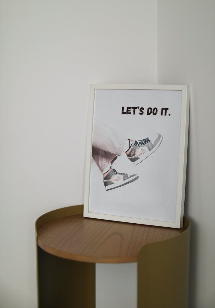 Let's Do It Strret Style Poster DIGITAL ART PRINT, Hypebeast Printable Wall Art, gray pink poster, just do it, sports aesthetic printable