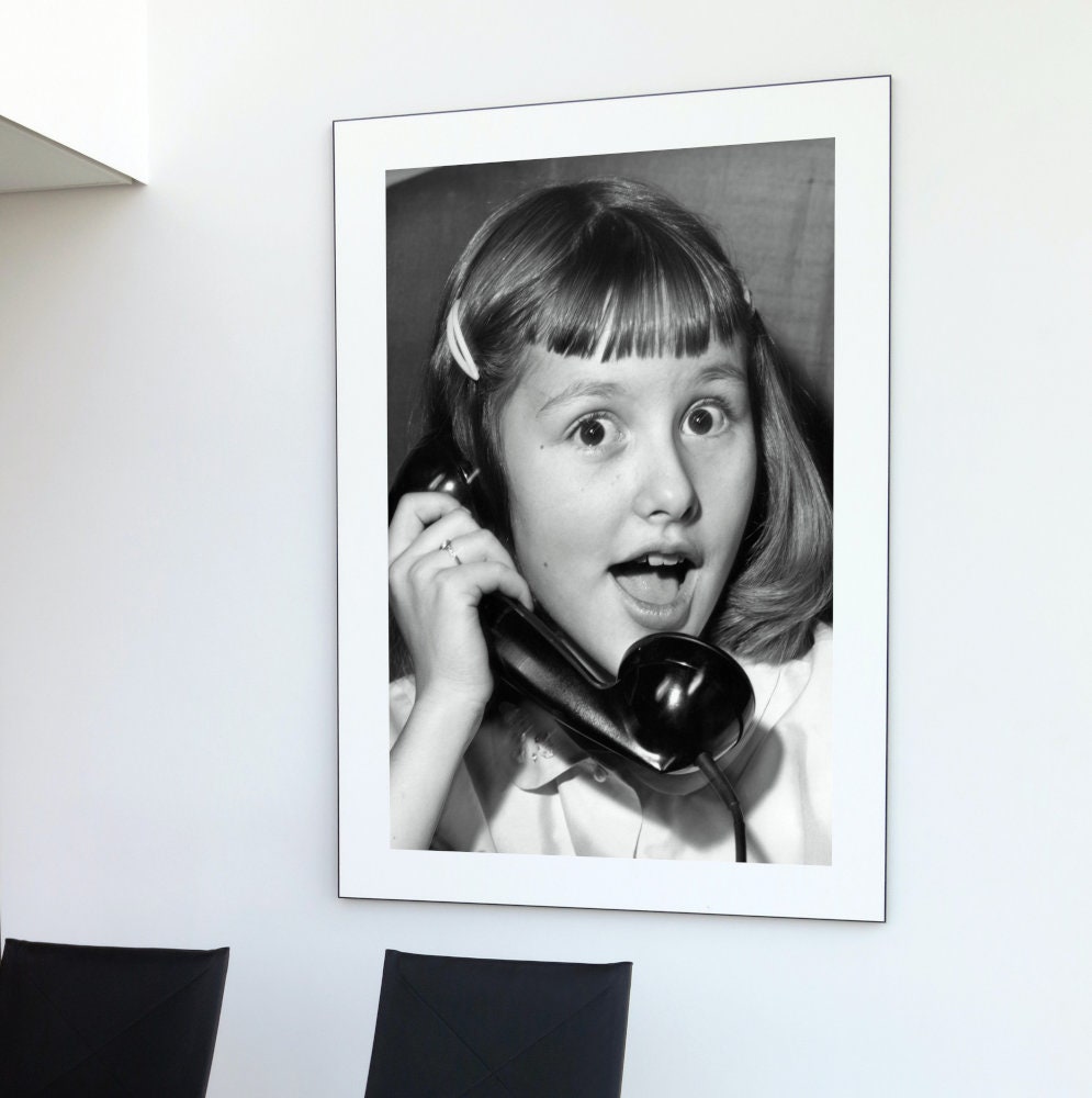 Girl Talking on the Phone Vintage Poster DIGITAL ART PRINT, funny vintage poster, Vintage Photography, sassy poster, black & white wall art