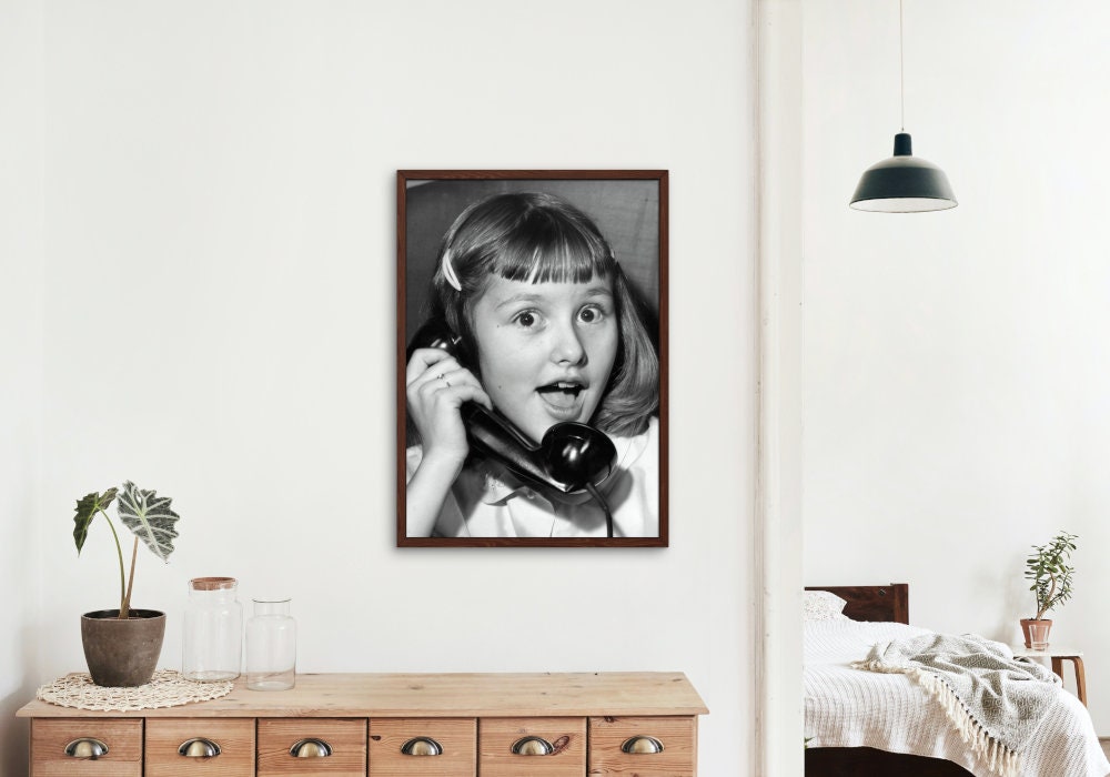 Girl Talking on the Phone Vintage Poster DIGITAL ART PRINT, funny vintage poster, Vintage Photography, sassy poster, black & white wall art