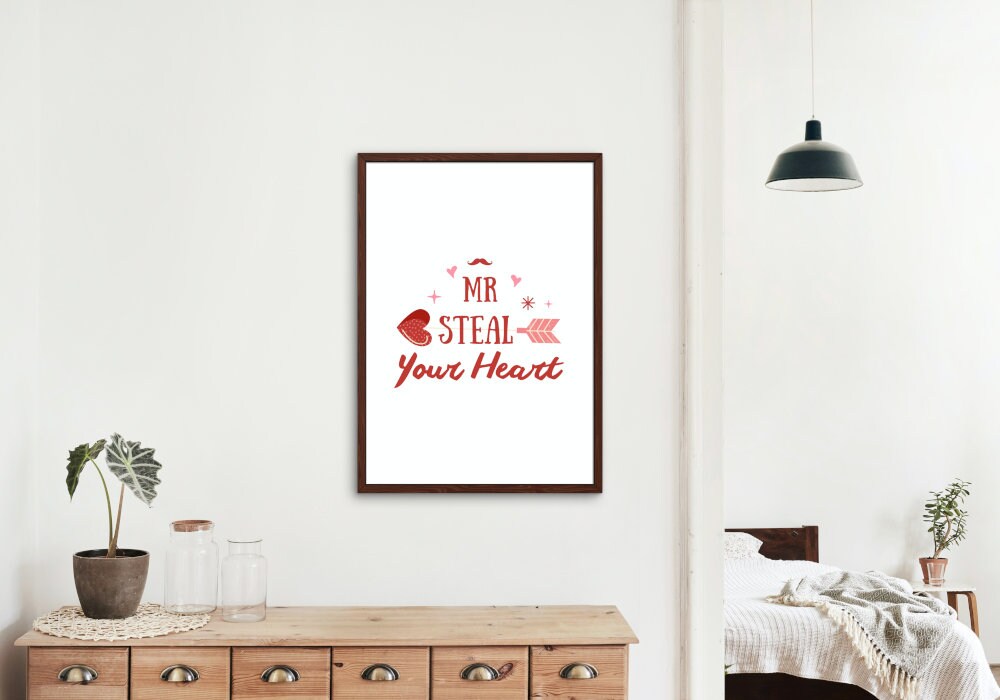 Valentines Day Printable Wall Art Mr Steal Your Heart Set of 2 DIGITAL ART PRINTS, preppy poster, valentines day poster, y2k décor, heart