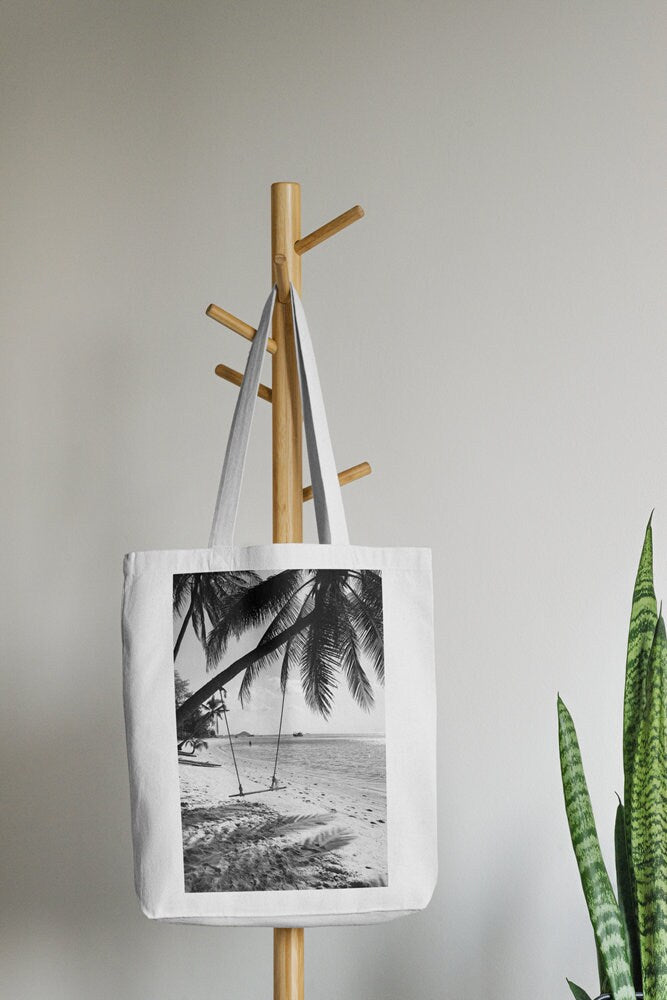 Black and White Beach Escape DIGITAL ART PRINTS, Ocean Nature Print, coastal beach wall art, black and white photography wall art, palm tree