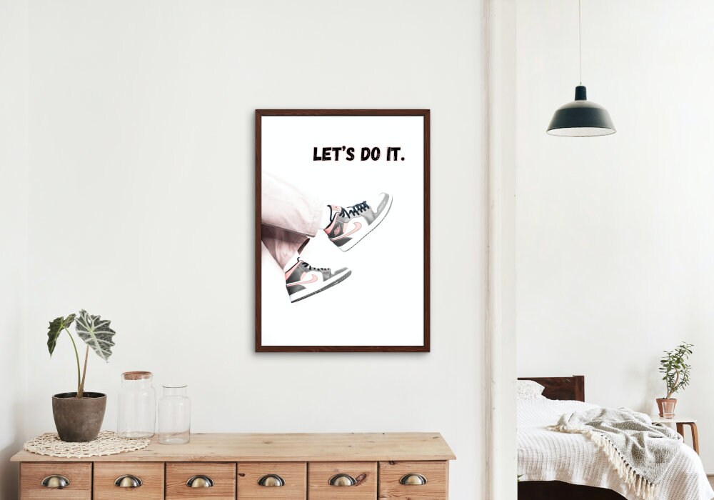 Let's Do It Strret Style Poster DIGITAL ART PRINT, Hypebeast Printable Wall Art, gray pink poster, just do it, sports aesthetic printable