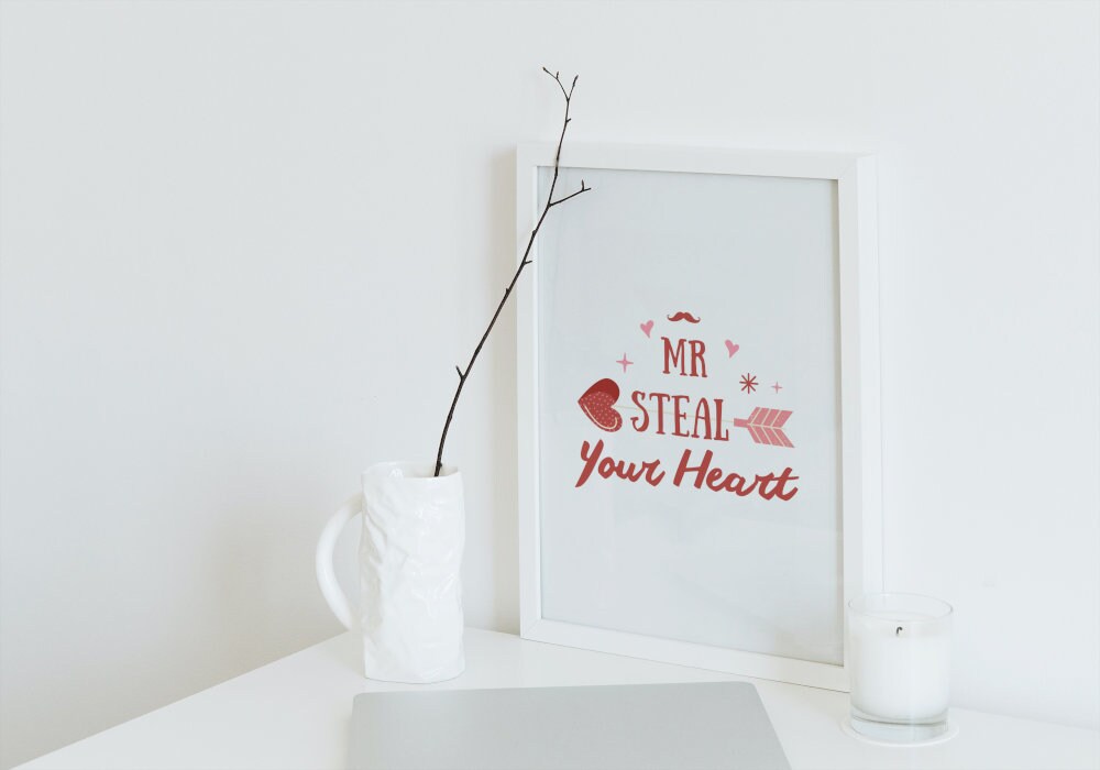 Valentines Day Printable Wall Art Mr Steal Your Heart Set of 2 DIGITAL ART PRINTS, preppy poster, valentines day poster, y2k décor, heart