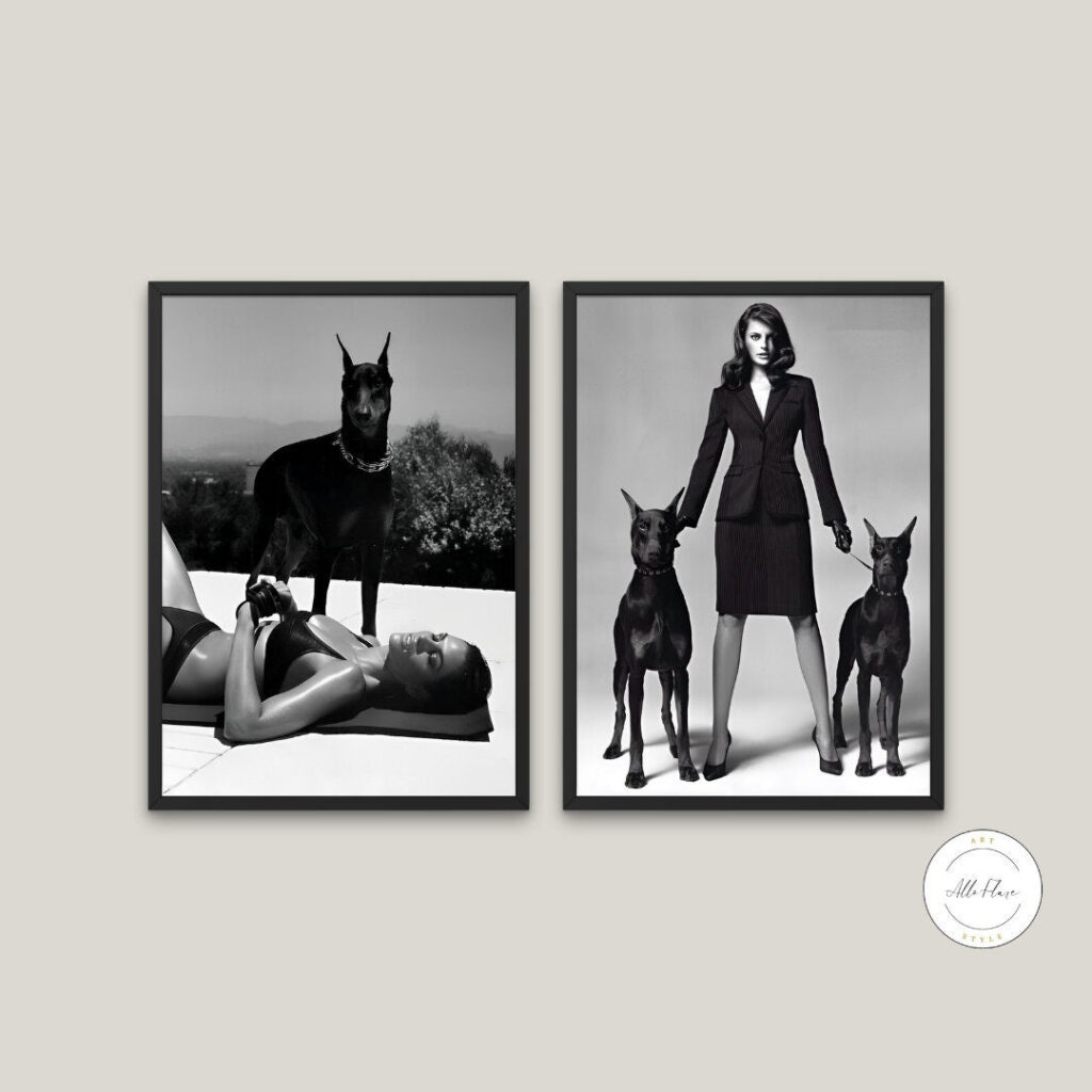 Set of 2 Luxury Fashion Dog DIGITAL ART PRINTS, Doberman Poster, Luxury Fashion Wall Art, Printable Dog Photo, Designer Wall Art, Hypebeast | Posters, Prints, & Visual Artwork | art for bedroom, art ideas for bedroom walls, art printables, bathroom wall art printables, bedroom art, bedroom pictures, bedroom wall art, bedroom wall art ideas, bedroom wall painting, black and white, black white prints, buy digital prints online, canvas wall art for living room, cool hypebeast wall art, couture fashion wall art