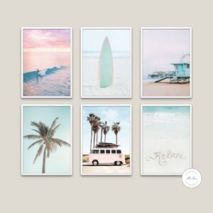 Surfer room décor set of 6 DIGITAL ART PRINTS, pastel beach print, coastal print set, Coastal Wall Art, palm print, surfboard print, beach scene art | Posters, Prints, & Visual Artwork | art for bedroom, art ideas for bedroom walls, art printables, bathroom wall art printables, beach art for wall, beach canvas art, beach scene art, beach wall art, beach wall decor, beachy wall decor, bedroom art, bedroom pictures, bedroom wall art, bedroom wall art ideas, bedroom wall painting, buy digital art prints online