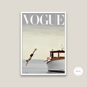 Vogue Poster DIGITAL DOWNLOAD ART PRINT, Fashion wall art, Luxury Fashion poster, Editorial print, Man jumping boat, Pastel decor, Fashion Magazine | Posters, Prints, & Visual Artwork | art for bedroom, art ideas for bedroom walls, art printables, bathroom wall art printables, bedroom art, bedroom pictures, bedroom wall art, bedroom wall art ideas, bedroom wall painting, boat print, buy digital art prints online, buy digital prints online, canvas wall art for living room, couture fashion wall art, cozy glam